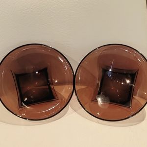 Pair of Amethyst Glass Bowls With Square Base
